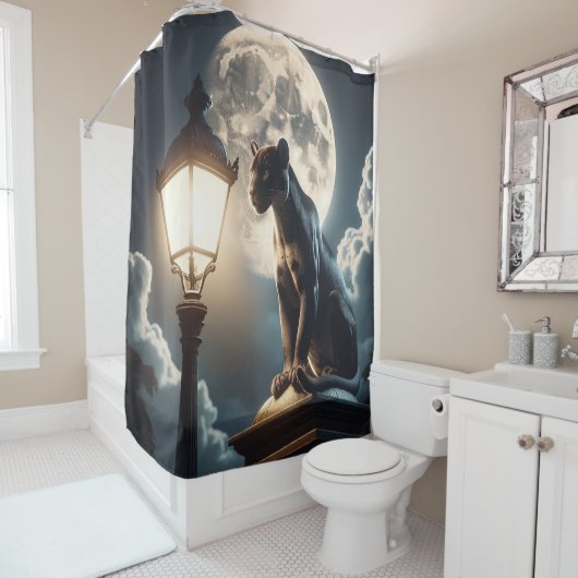 Schwarze Katze Duschvorhang (Beispiel)