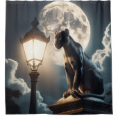 Schwarze Katze Duschvorhang (Vorderseite)