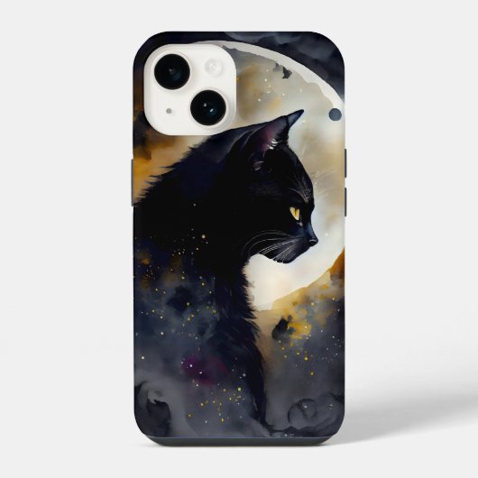 Schwarze Katze Eclipse iPhone Hülle (Rückseite)