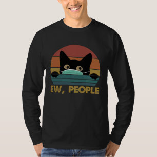 Schwarze Katze Eklige Leute Gesichtsmaske Vintage  T-Shirt