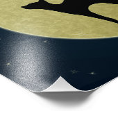 Schwarze Katze Eleganz Silhouette und Mond Fotodruck (Ecke)