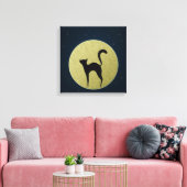 Schwarze Katze Eleganz Silhouette und Mond Leinwanddruck (Insitu (Wohnzimmer))