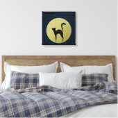 Schwarze Katze Eleganz Silhouette und Mond Leinwanddruck (Insitu (Schlafzimmer))