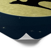 Schwarze Katze Eleganz Silhouette und Mond Poster (Ecke)