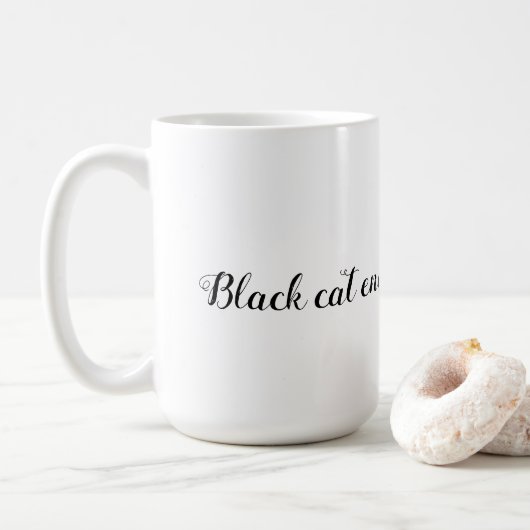 Schwarze Katze Energie Kaffeetasse (Mit Donut)