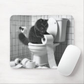 Schwarze Katze enträtselt eine Rolle Toilettenpapi Mousepad (Mit Mouse)