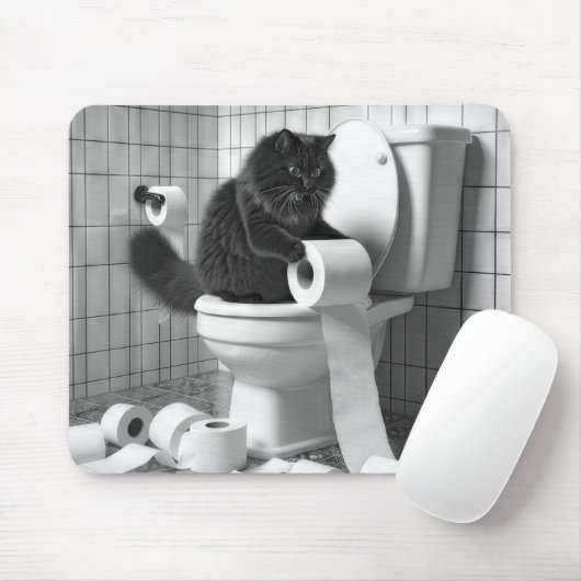 Schwarze Katze enträtselt eine Rolle Toilettenpapi Mousepad (Mit Mouse)