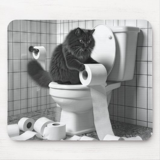 Schwarze Katze enträtselt eine Rolle Toilettenpapi Mousepad (Vorne)