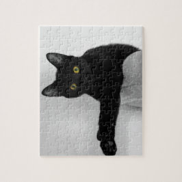 Schwarze Katze entspannen auf dem Sofa Puzzle