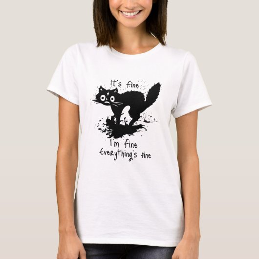 Schwarze Katze Es ist gut, ich bin gut alles ist g T-Shirt (Vorderseite)