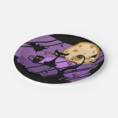 Schwarze Katze, Eule und Pappteller (Schrägansicht)