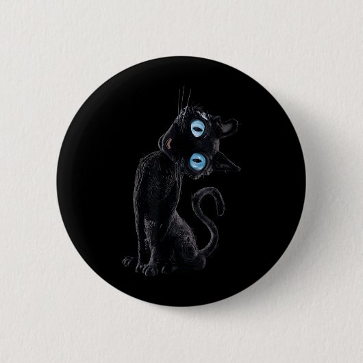 Schwarze Katze Faul Süß Meme Knopf Augen Katzenlie Button (Vorderseite)