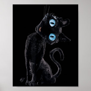 Schwarze Katze Faul Süß Meme Knopf Augen Katzenlie Poster