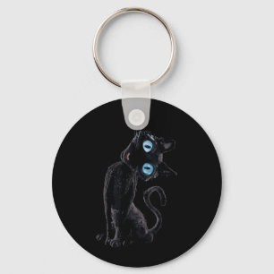 Schwarze Katze Faul Süß Meme Knopf Augen Katzenlie Schlüsselanhänger
