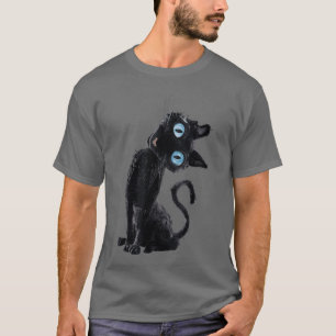 Schwarze Katze Faul Süß Meme Knopf Augen Katzenlie T-Shirt