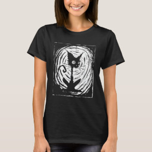 Schwarze Katze Faules Halloween-Kostüm Gruselig Un T-Shirt
