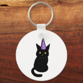 Schwarze Katze Feier Schlüsselanhänger (Vorderseite)