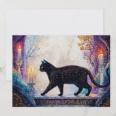 Schwarze Katze Feiertagskarte (Vorne/Hinten)