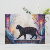 Schwarze Katze Feiertagskarte (Stehend Vorderseite)