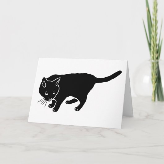 Schwarze Katze Feiertagskarte (Vorderseite)