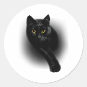 Schwarze Katze Feilenägel Runder Aufkleber