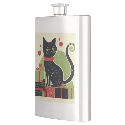 Schwarze Katze Flachmann (Links)