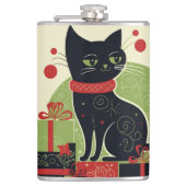 Schwarze Katze Flachmann (Vorderseite)