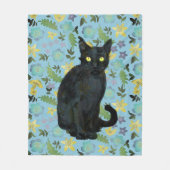 Schwarze Katze Fleecedecke (Vorderseite)