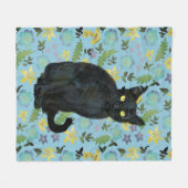 Schwarze Katze Fleecedecke (Vorderseite (Horizontal))