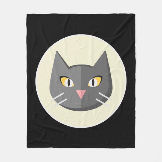 Schwarze Katze Fleecedecke (Vorderseite)