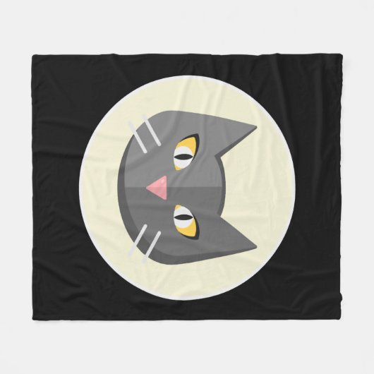 Schwarze Katze Fleecedecke (Vorderseite (Horizontal))