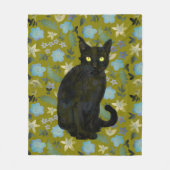 Schwarze Katze Fleecedecke (Vorderseite)