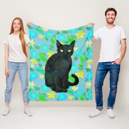 Schwarze Katze Fleecedecke (Beispiel)