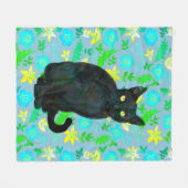 Schwarze Katze Fleecedecke (Vorderseite (Horizontal))