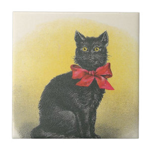 Schwarze Katze Fliese