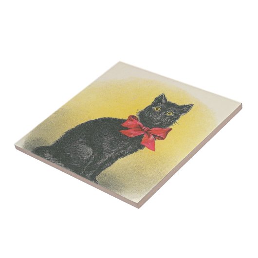 Schwarze Katze Fliese (Seite)