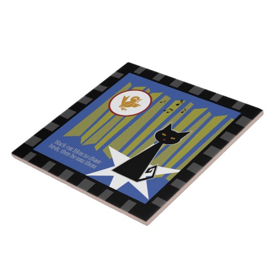 Schwarze Katze Fliese (Seite)