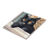 Schwarze Katze Fliese (Seite)