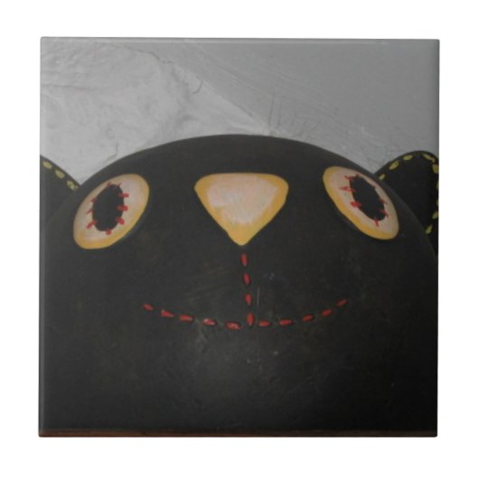 Schwarze Katze Fliese (Vorderseite)