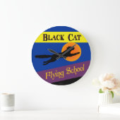 Schwarze Katze Flying School Retro-Wall-Uhr Große Wanduhr (Zuhause)