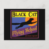 Schwarze Katze Flying School Vintages Halloween Po Postkarte (Vorderseite)