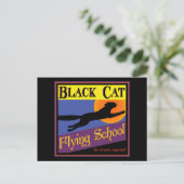 Schwarze Katze Flying School Vintages Halloween Po Postkarte (Stehend Vorderseite)