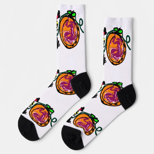 Schwarze Katze Freude Herbst  Socken (Linkes Detail)