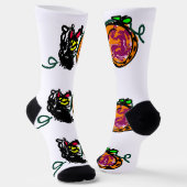 Schwarze Katze Freude Herbst  Socken (Gewinkelt)