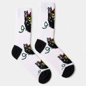 Schwarze Katze Freude Herbst  Socken (Rechts)