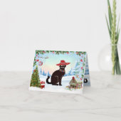 Schwarze Katze Frohe Feiertage Karte (Vorderseite)