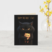 Schwarze Katze Frohen Muttertag Karte (Gelbe Blume)