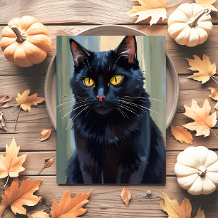Schwarze Katze Frohes Halloween Gruselig Feiertagspostkarte