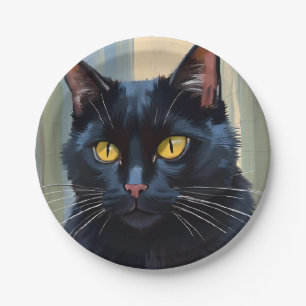 Schwarze Katze Frohes Halloween Gruselig Pappteller