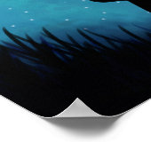 Schwarze Katze funkelt Sternenhimmel moderne Illus Poster (Ecke)